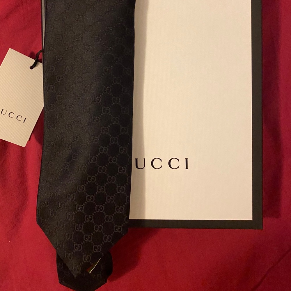 Gucci Black Monogram Men’s Silk Tie